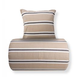 Sengetøj - Bomulds flonel - Beige med striber