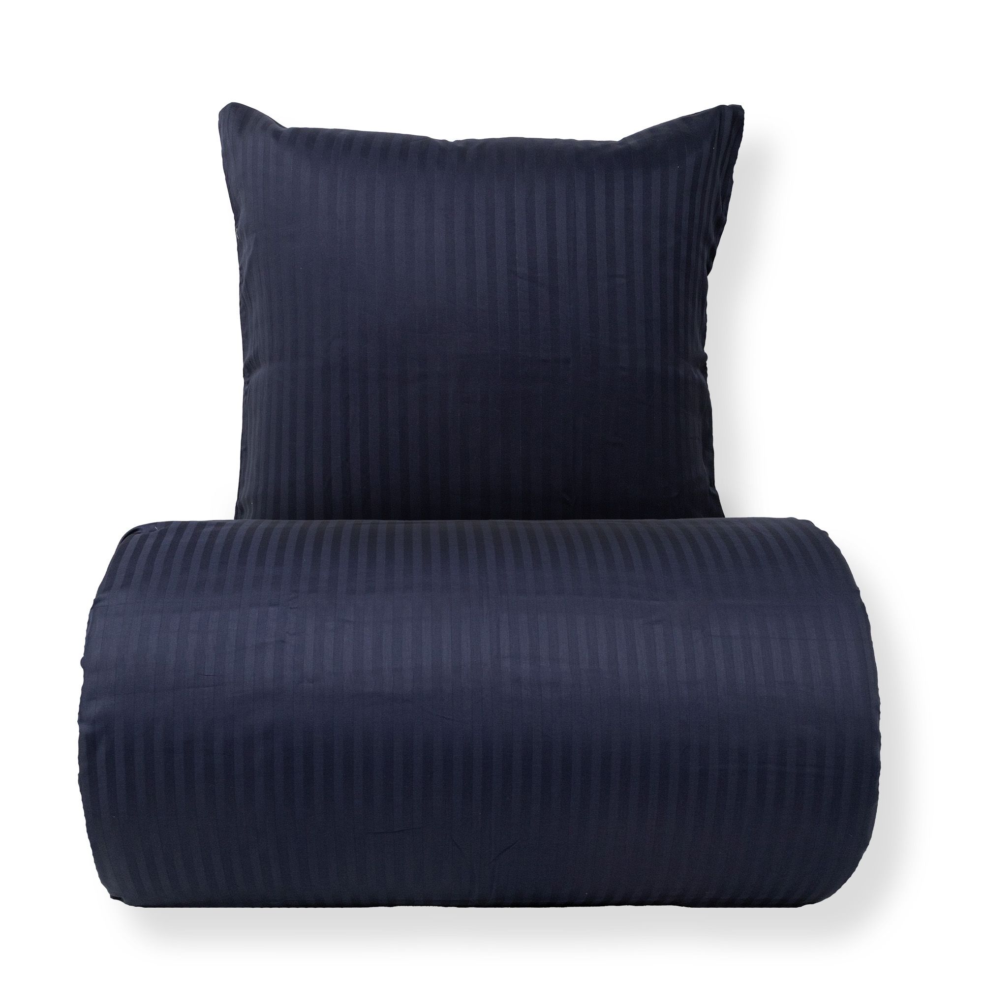 Sengetøj - 100% bomuldssatin - Klassisk mørkeblå striber