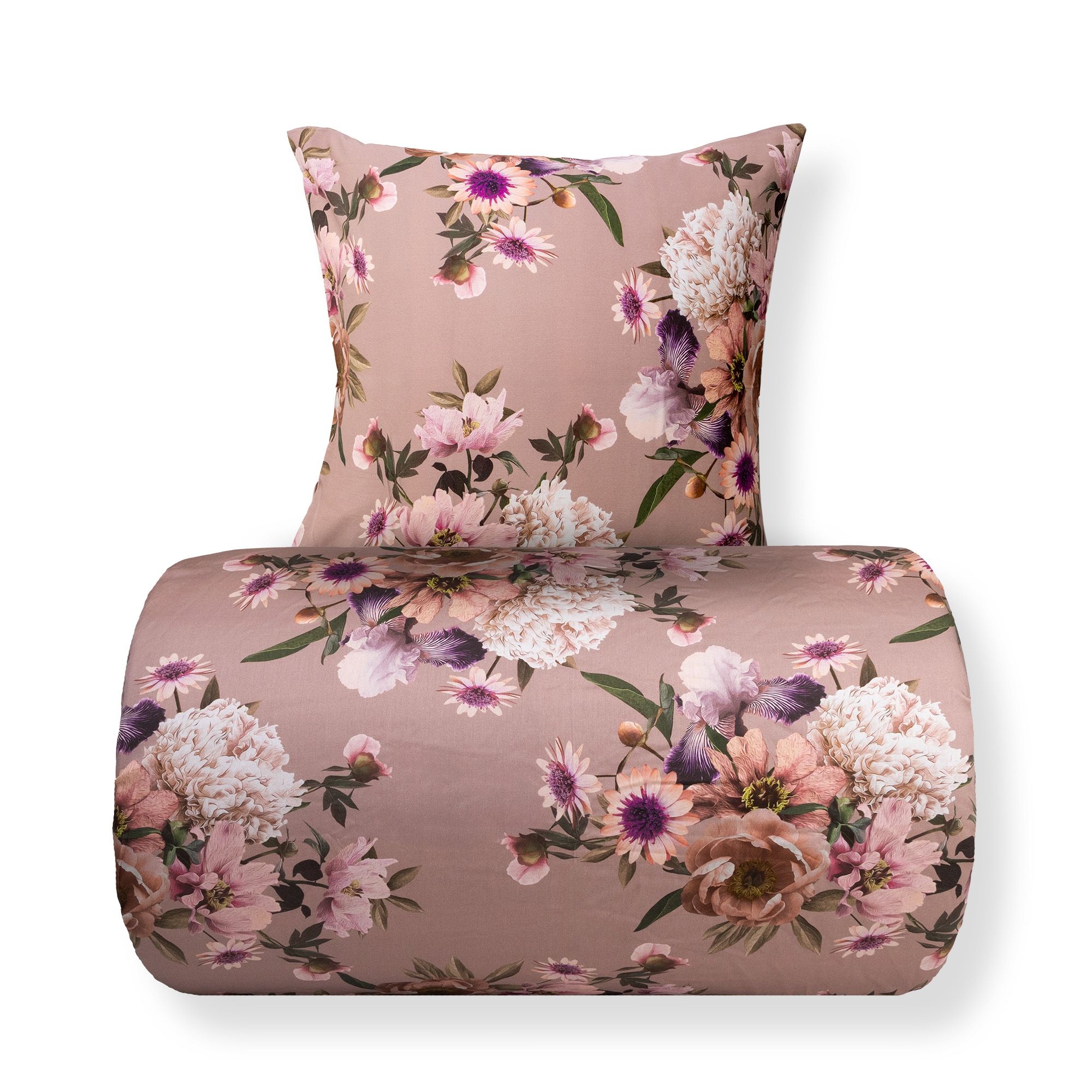 Sengetøj - Bomuldssatin - Vendbart rosa blomster sengetøj