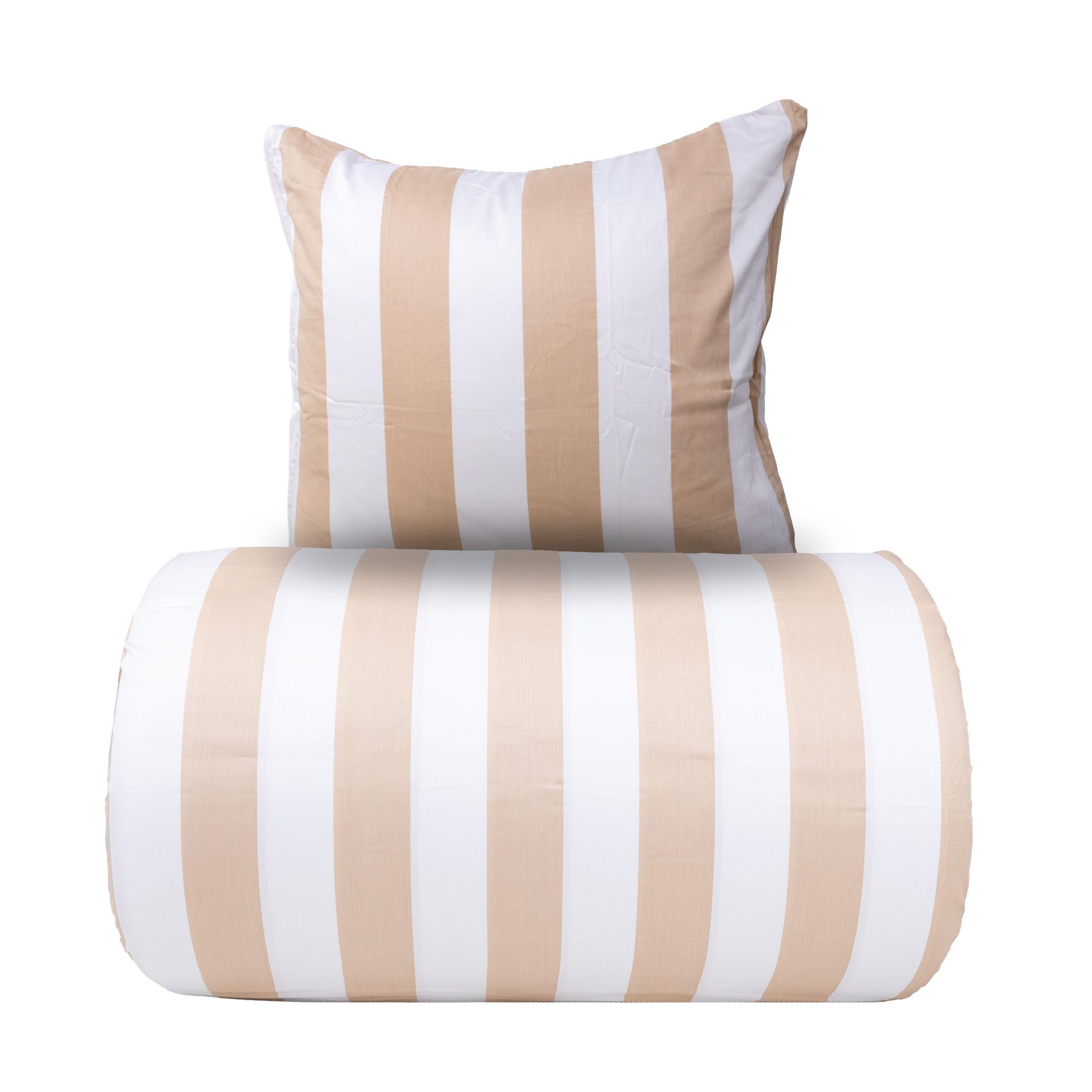 Sengetøj - 100% bomuldssatin - Nordic Stripe - Brede naturfarvet striber