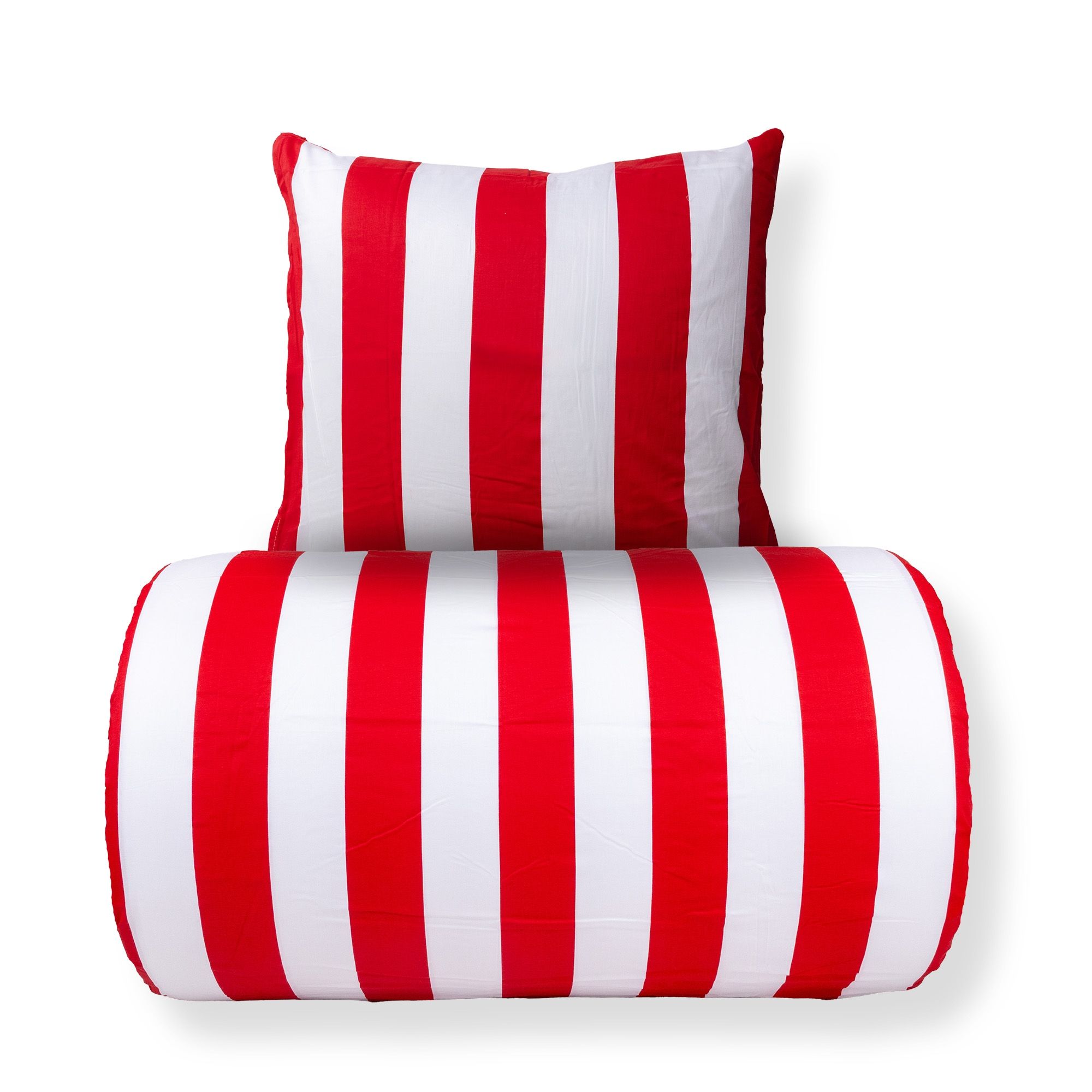 Sengetøj - 100% bomuldssatin - Nordic Stripe - Brede røde striber