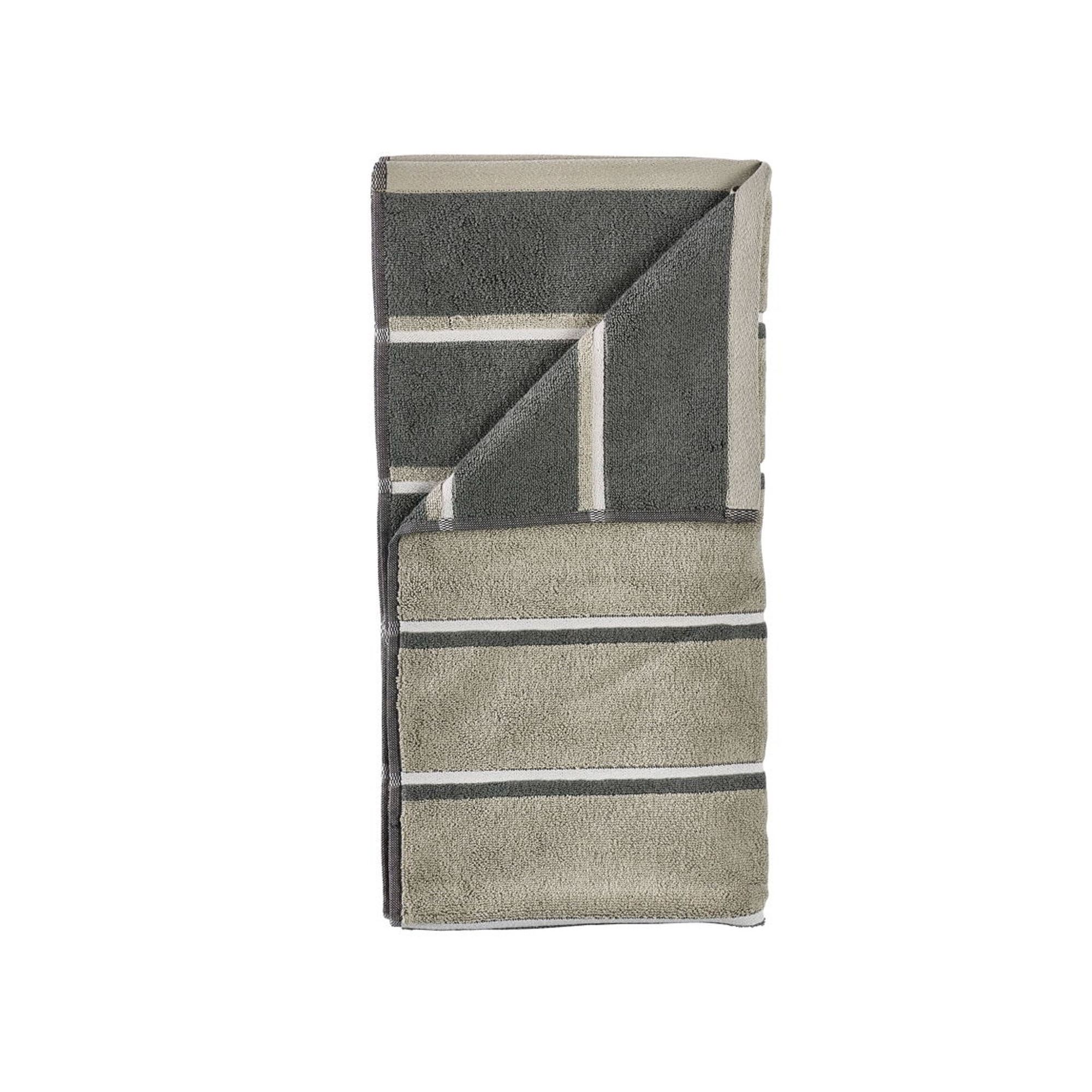 Håndklæde - 100% bomuld - Badehåndklæde 70x140 cm - Zone Denmark Sauna - Stribet Olive billede