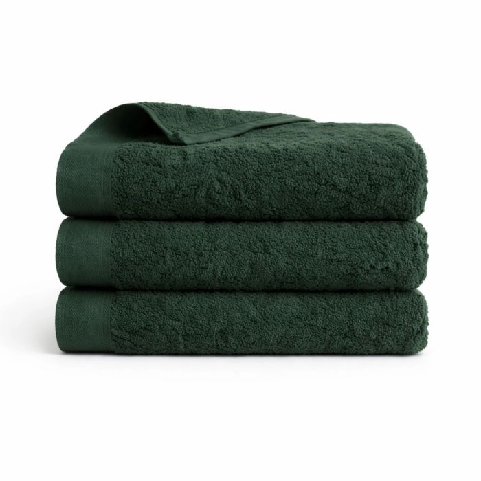 Bomulds håndklæde - 100% bomuld - Gæstehåndklæde 40x60 cm - Valmue - Mørkegrøn