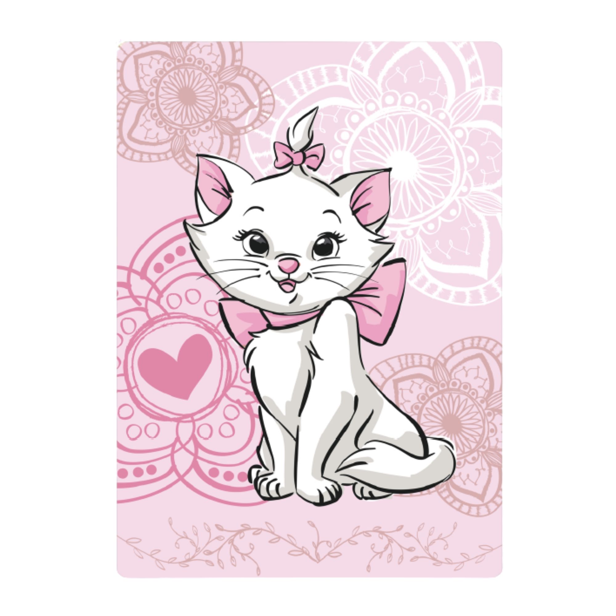 Børnetæppe 100x140 cm - Blødt fleece tæppe - Lyserødt tæppe med Aristocats Marie