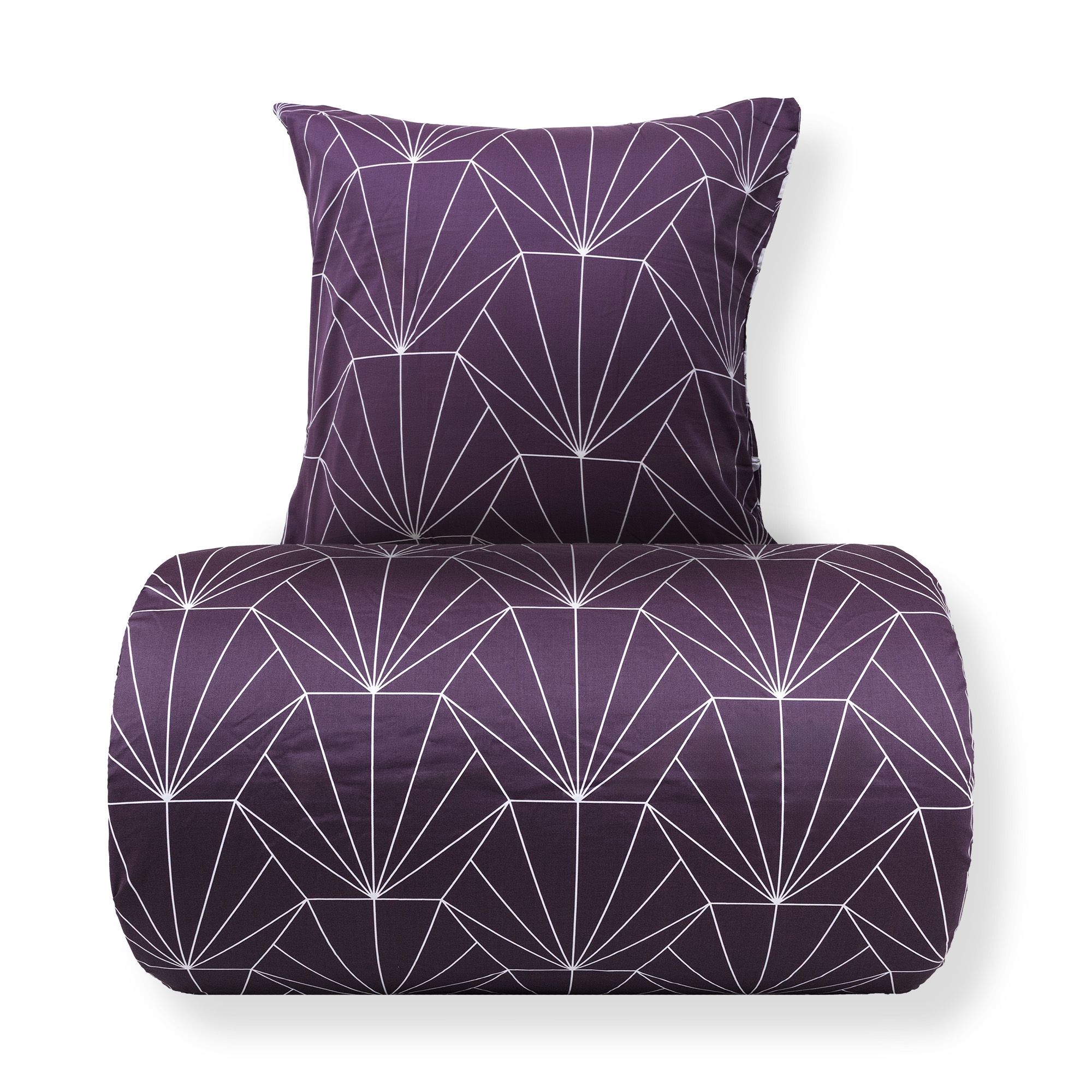 Sengetøj - Bomuldssatin - Vendbart blomme Hexagon print