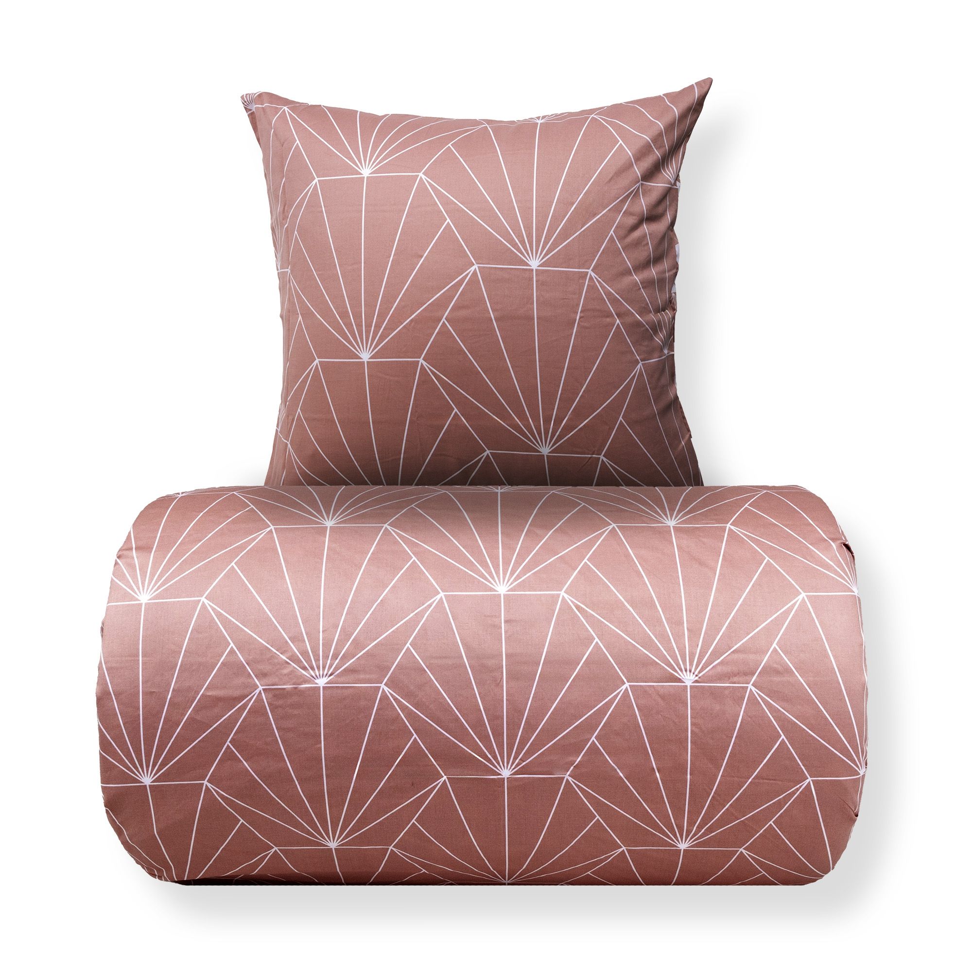 Sengetøj - Bomuldssatin - Vendbart fersken Hexagon print