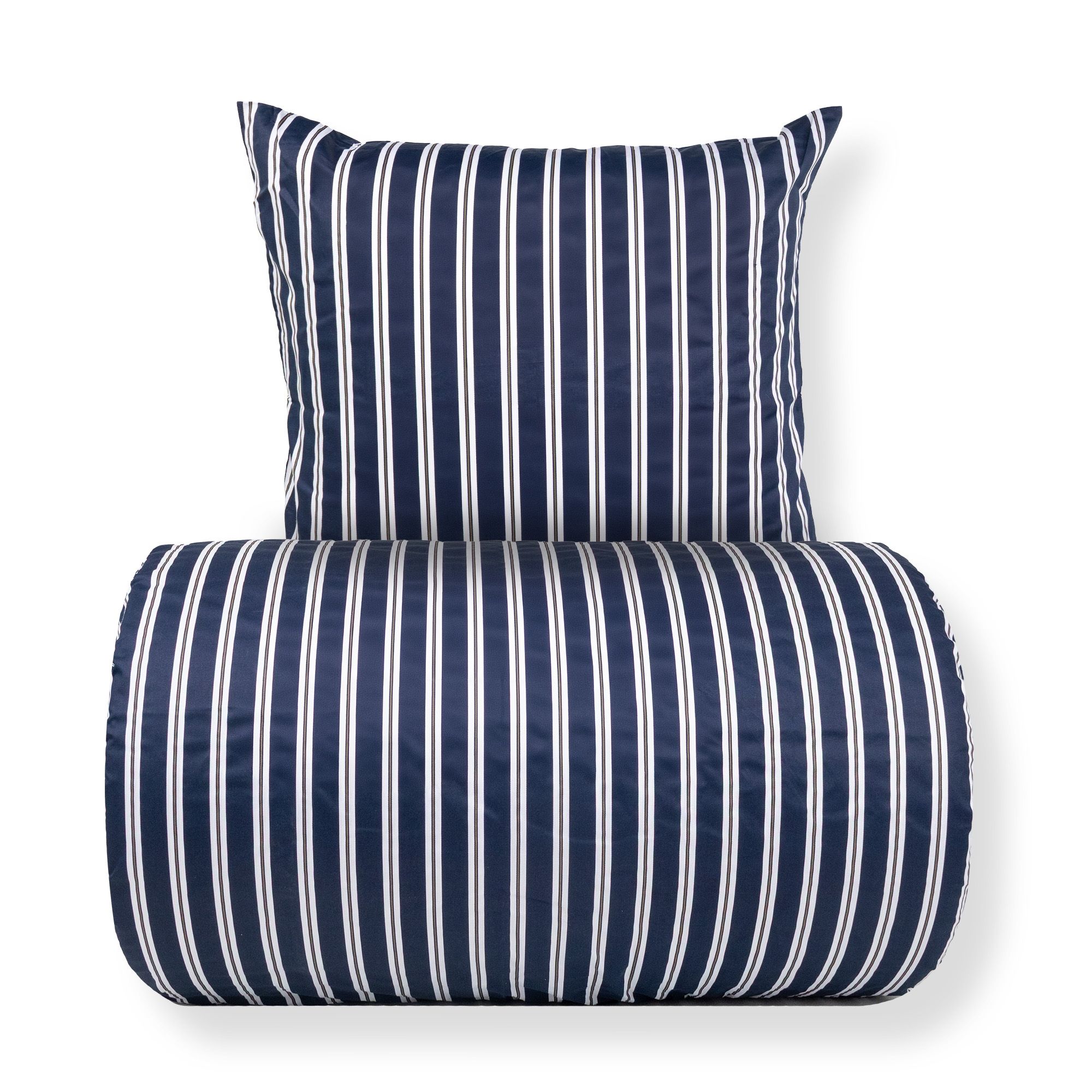 Sengetøj - Bomuldssatin - Blåt stribet print