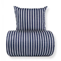 Sengetøj - Bomuldssatin - Blåt stribet print