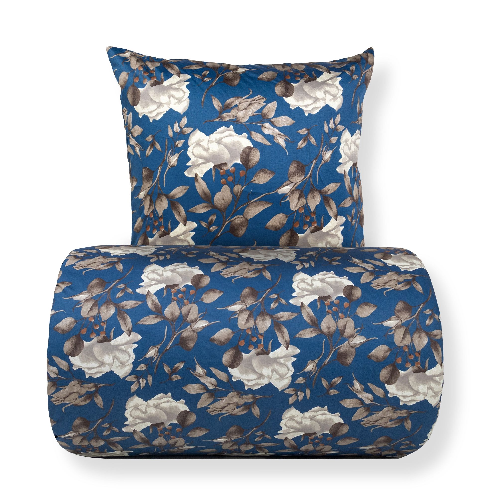 Sengetøj - bomuldssatin - Blossom blue - Blomster print