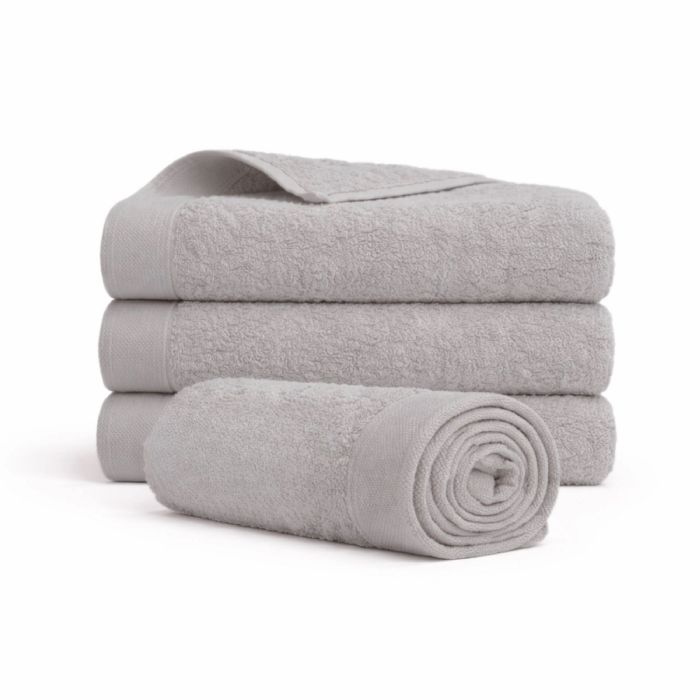 Bomulds håndklæde - 100% bomuld - 50x100 cm - Valmue - Lysegrå