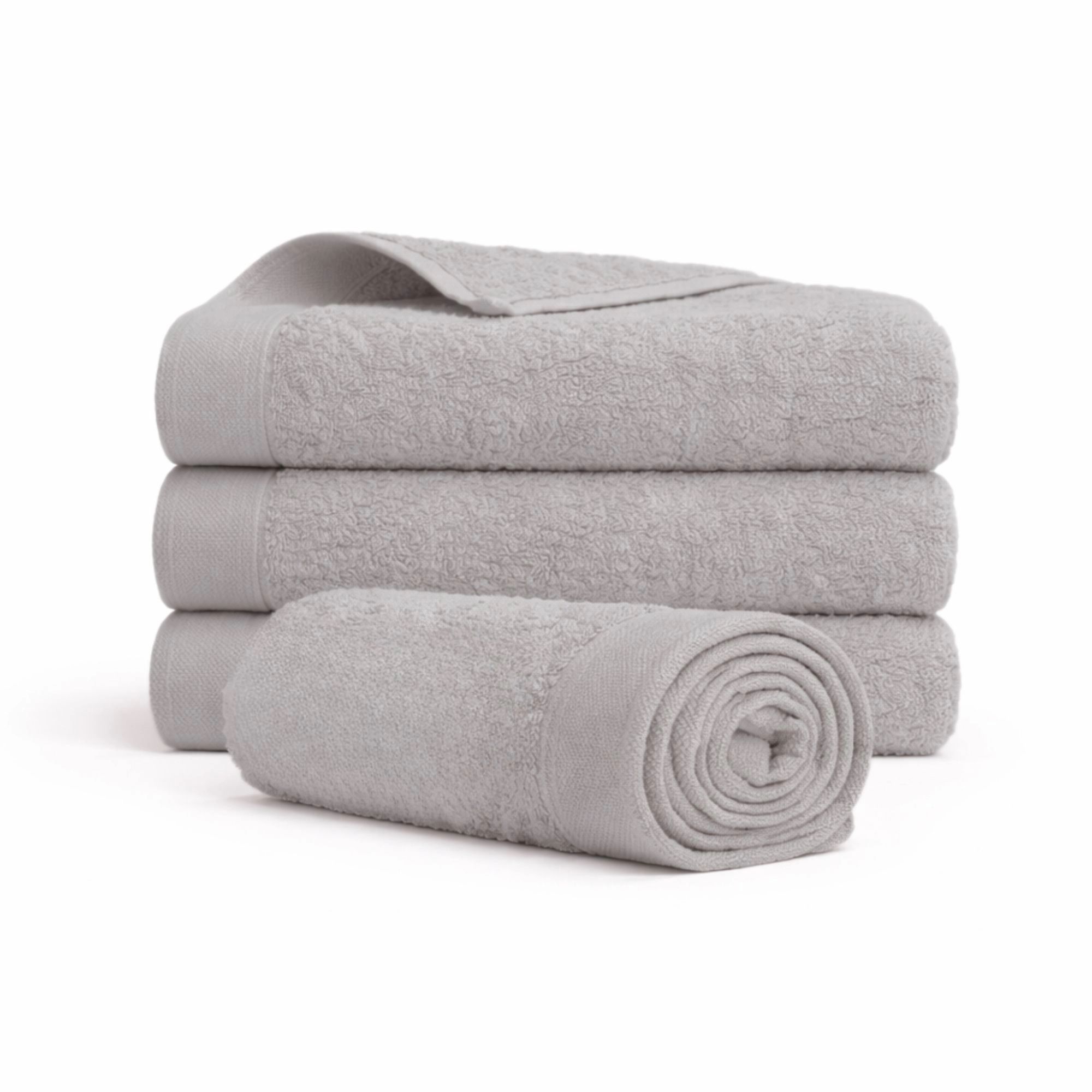 Bomulds håndklæde - 100% bomuld - 50x100 cm - Valmue - Lysegrå