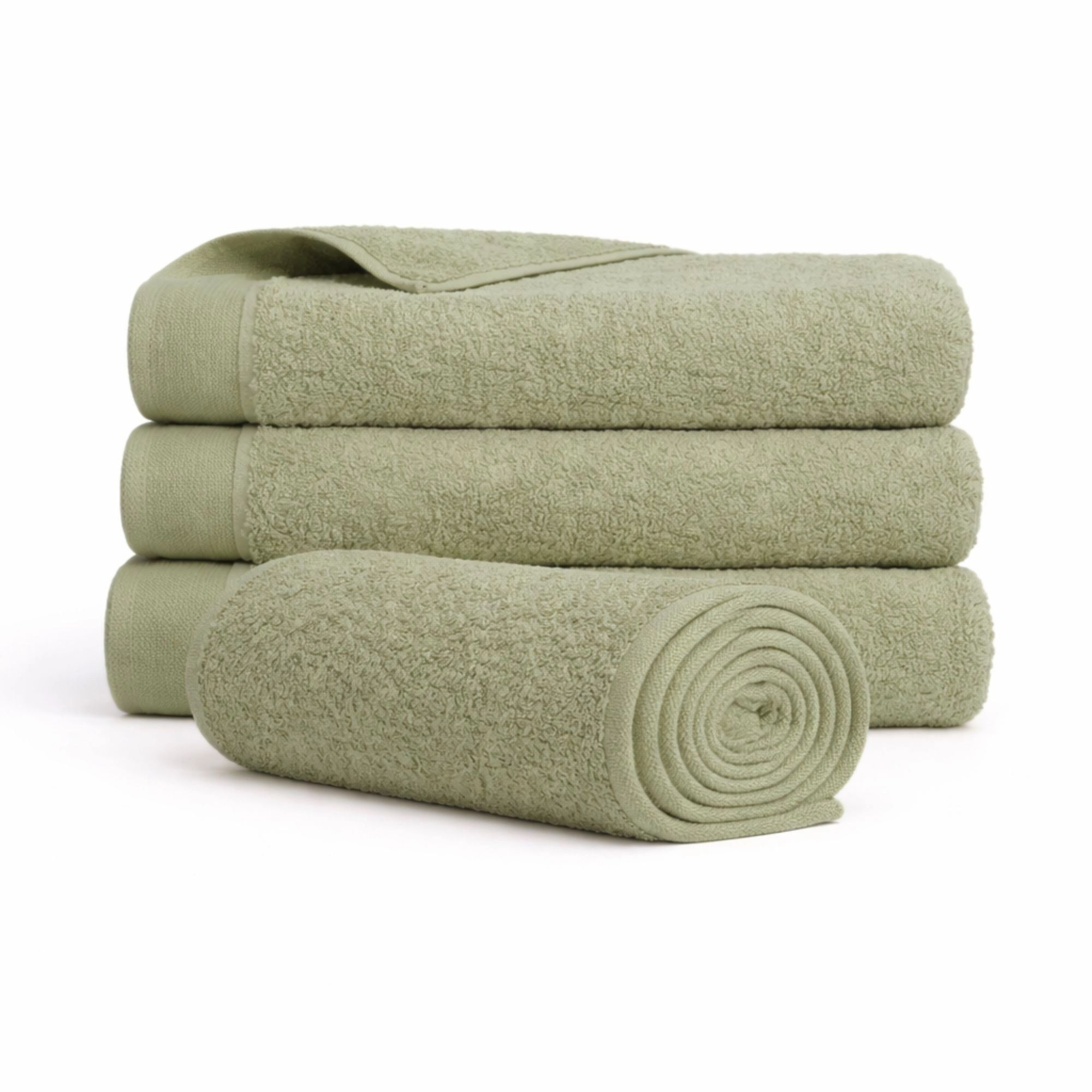 Bomulds håndklæde - 100% bomuld - 50x100 cm - Valmue - Lysegrøn