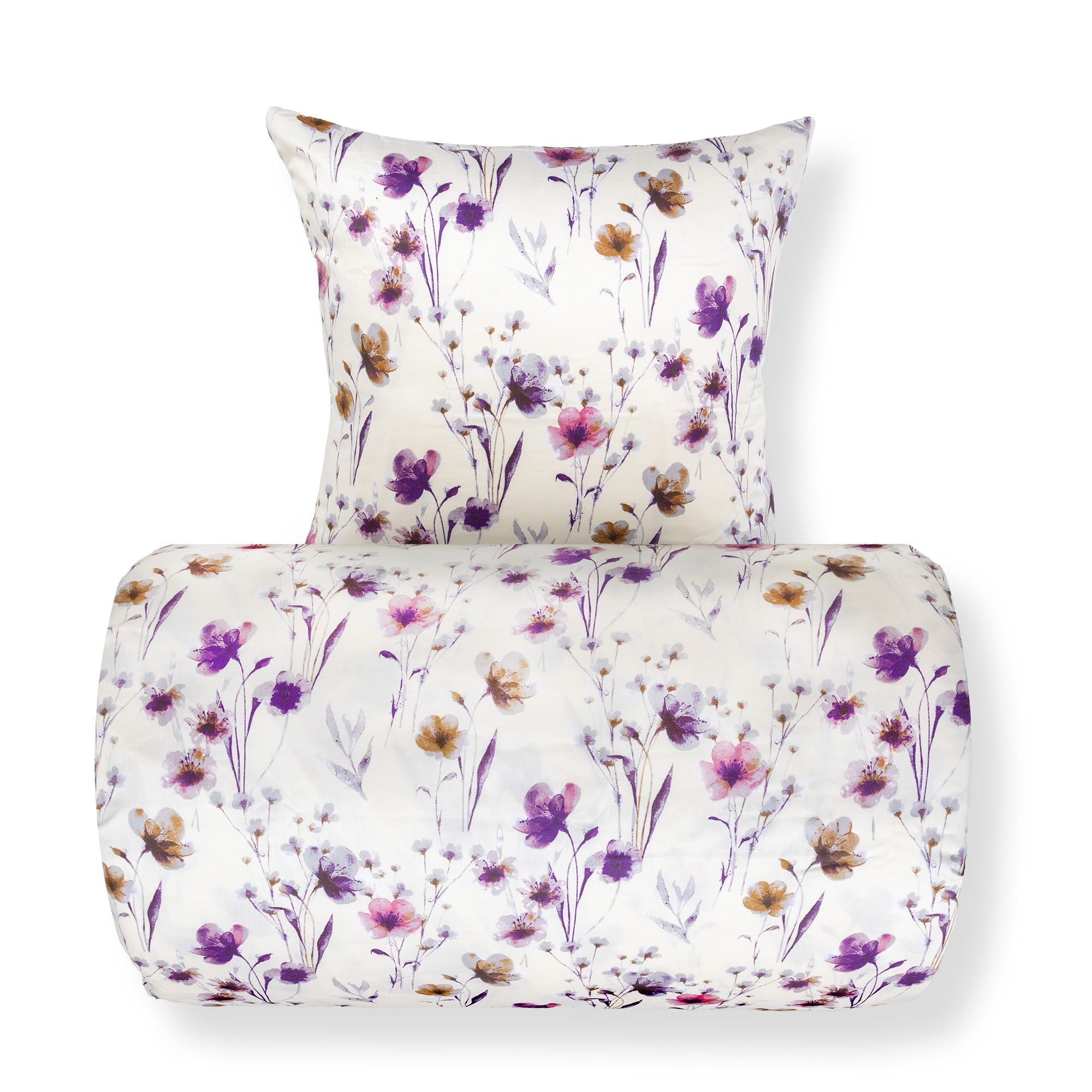 Sengetøj - bomuldssatin - Summer Flower - Sandfarvet blomster print