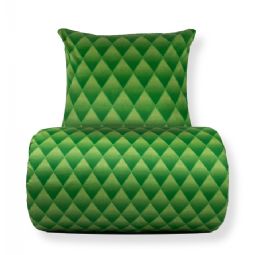 Sengetøj - 100% bomuldssatin - Grønt 3D harlekinmønster
