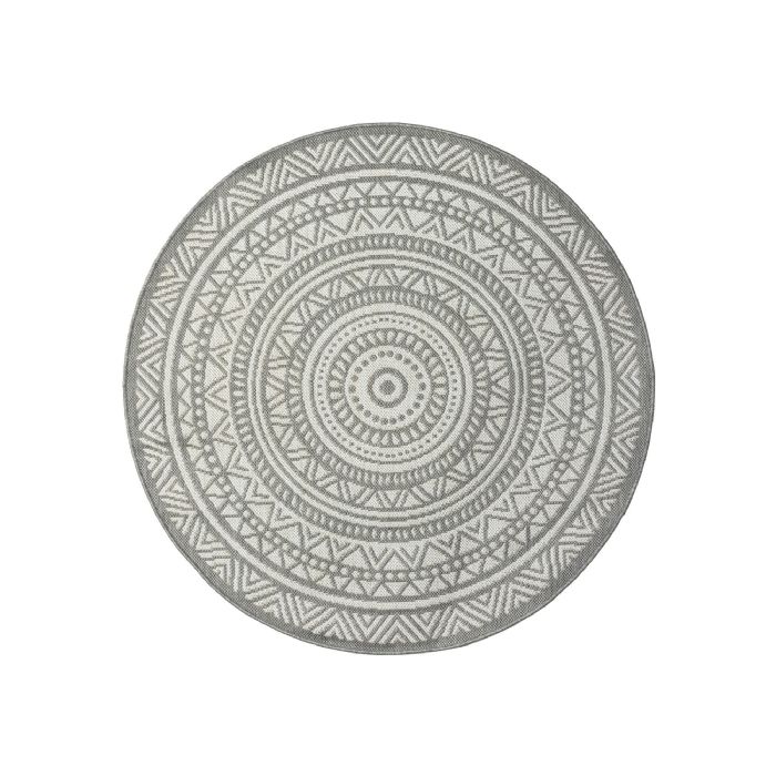 Rundt gulvtæppe - Ø 160 cm - Grå med mønster - Udendørs - Nordstrand Home