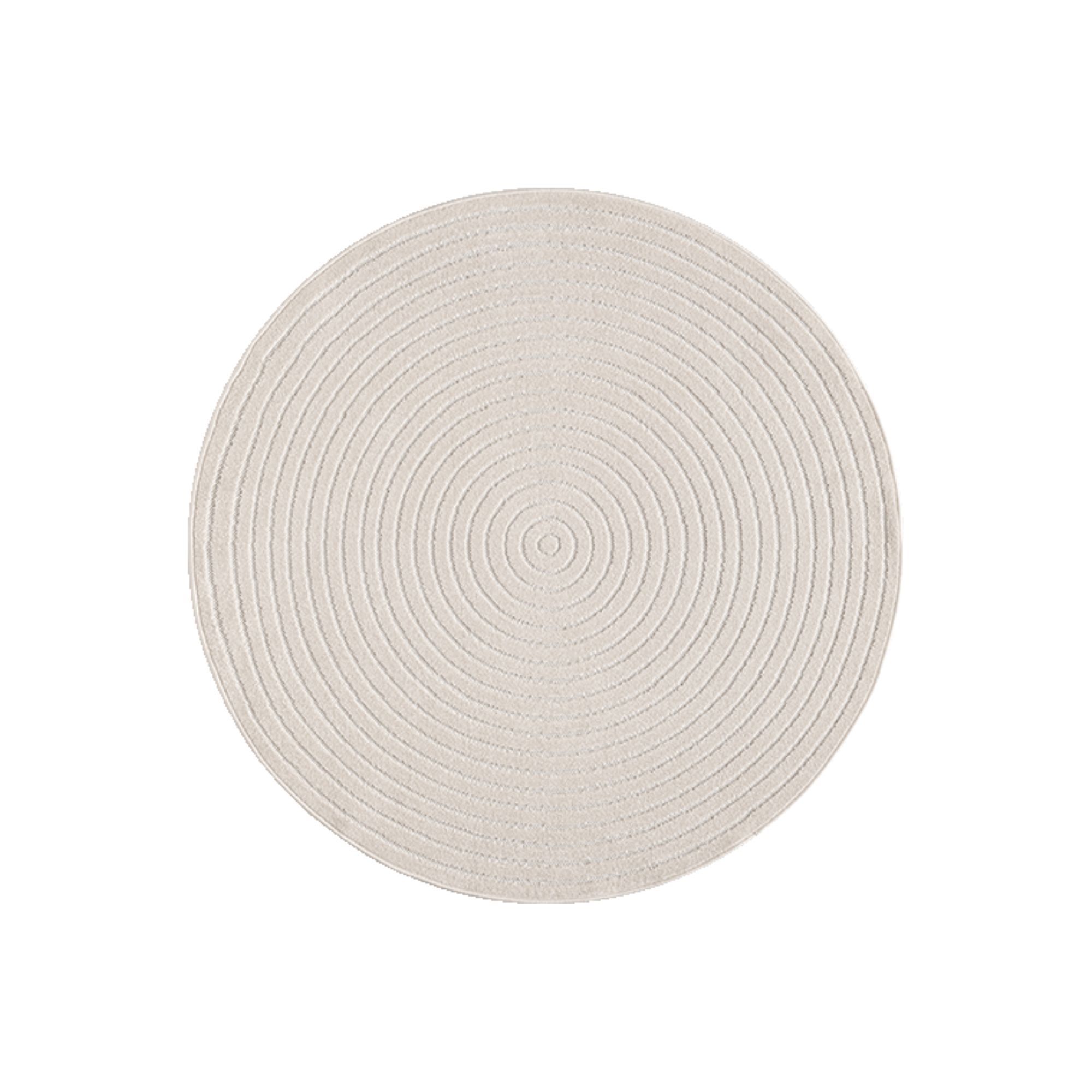 Rundt gulvtæppe - Ø 160 cm - Vævet - Cremefarvet med mønster - Tenerife - Nordstand Home