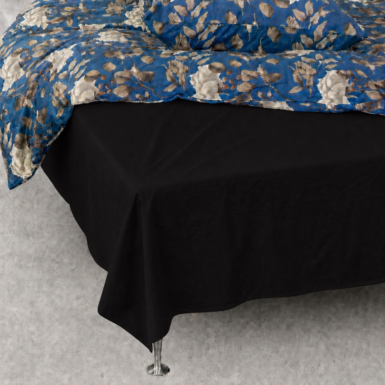 Glat lagen - 240x260 cm - Sort - 100% Bomuldssatin - Fladt lagen