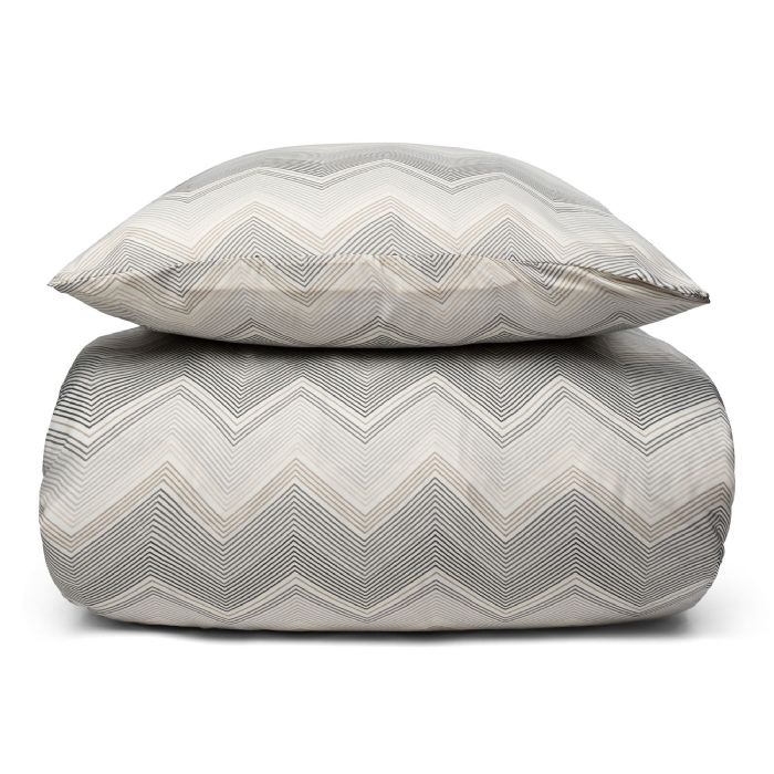 Sengetøj 140x220 cm - Gråt zig zag mønstret sengesæt - Microfiber sengelinned - IN Style sengelinned 