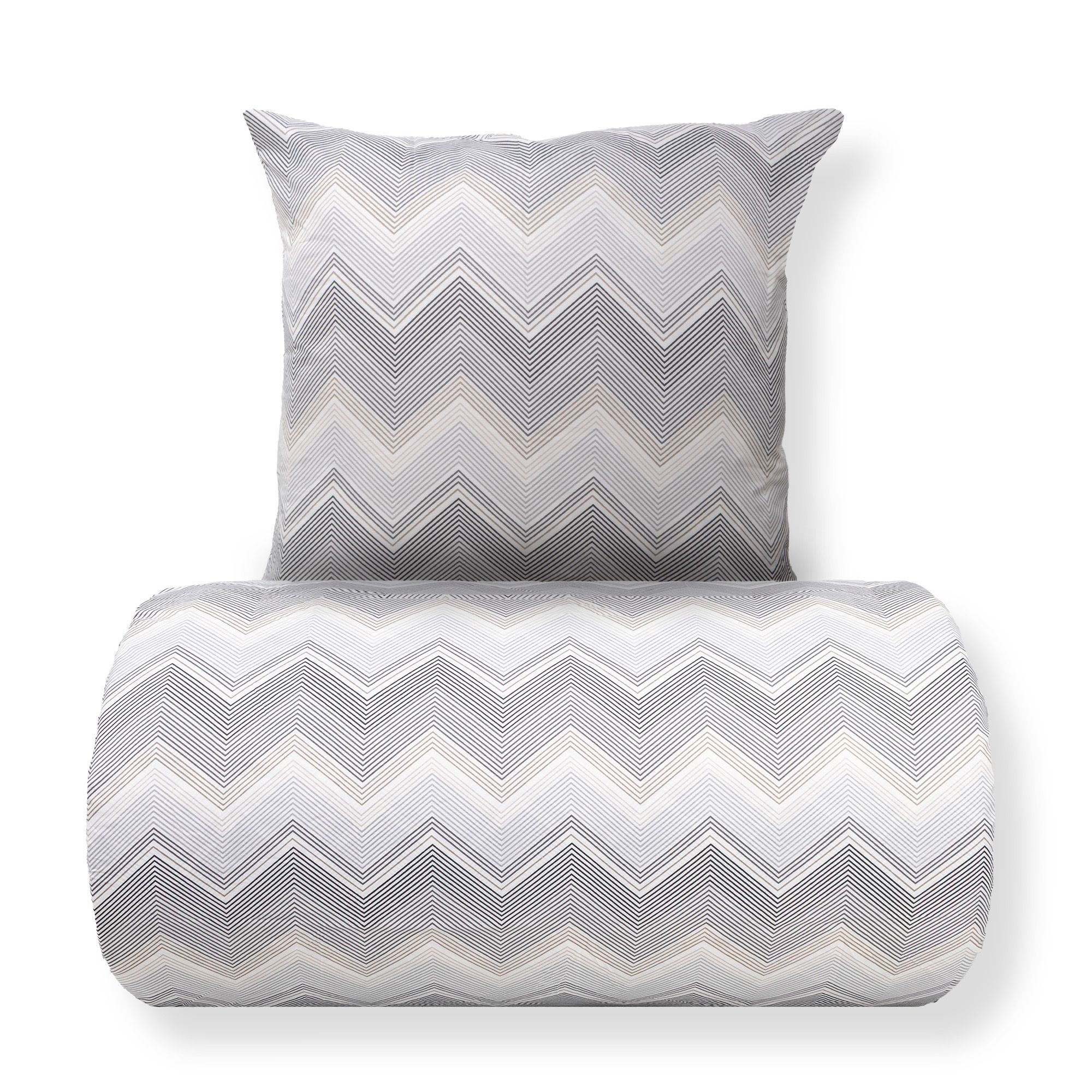 Sengetøj 140x200 cm - Microfiber - Gråt zig zag mønster