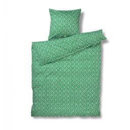 JUNA sengetøj - 100% økologisk bomuldssatin - Pleasantly grøn med blomster