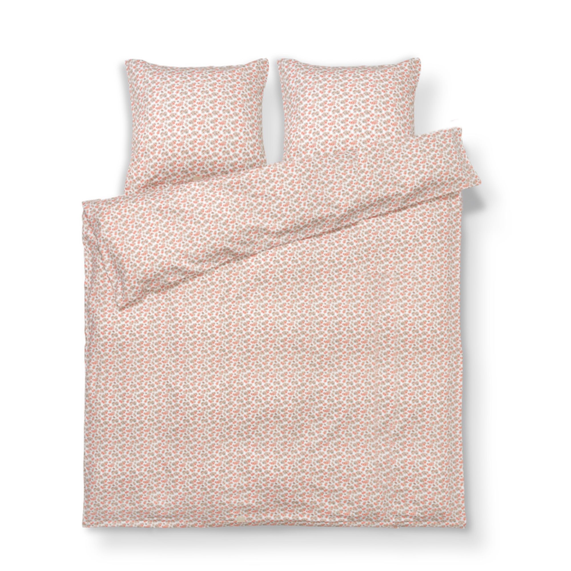 JUNA dobbelt sengetøj 200x220 cm - 100% økologisk bomuldssatin - Pleasantly hvid med rosa blomster billede