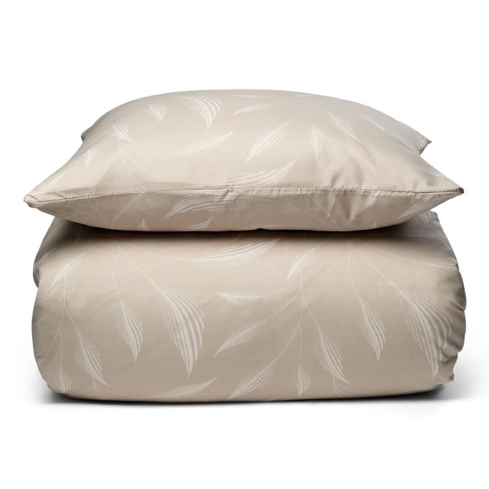 Sengetøj 140x220 cm - Beige sengesæt med blade - Microfiber sengelinned - IN Style sengelinned 