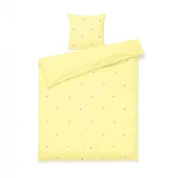 JUNA sengetøj - 100% økologisk bomuld - Daisy gul med broderede blomster