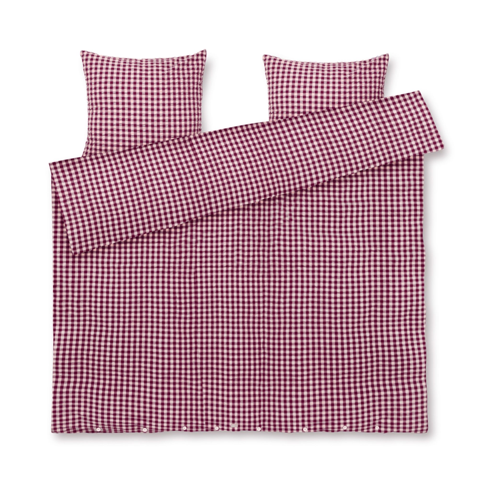 JUNA dobbelt sengetøj 200x220 cm - 100% økologisk bomuld - Bæk&Bølge blomme/rosa billede