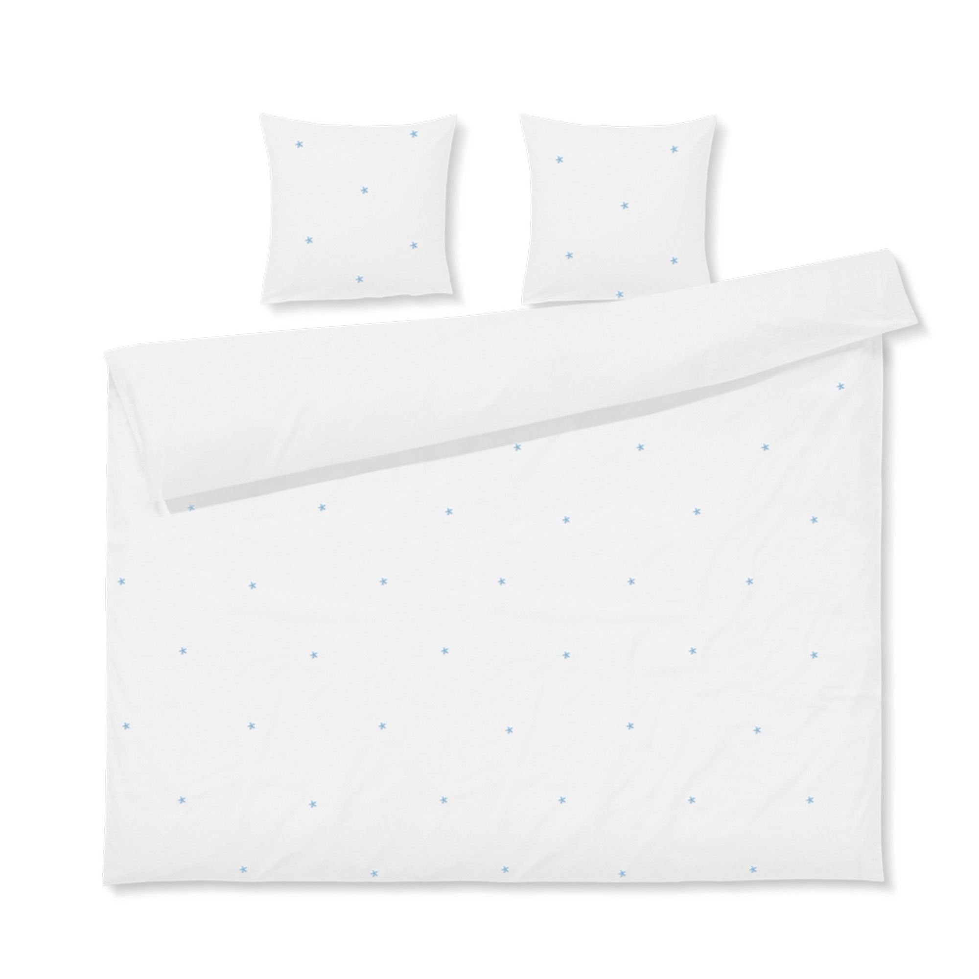 JUNA dobbelt sengetøj 200x220 cm - 100% økologisk bomuld - Daisy hvid med broderede blomster billede