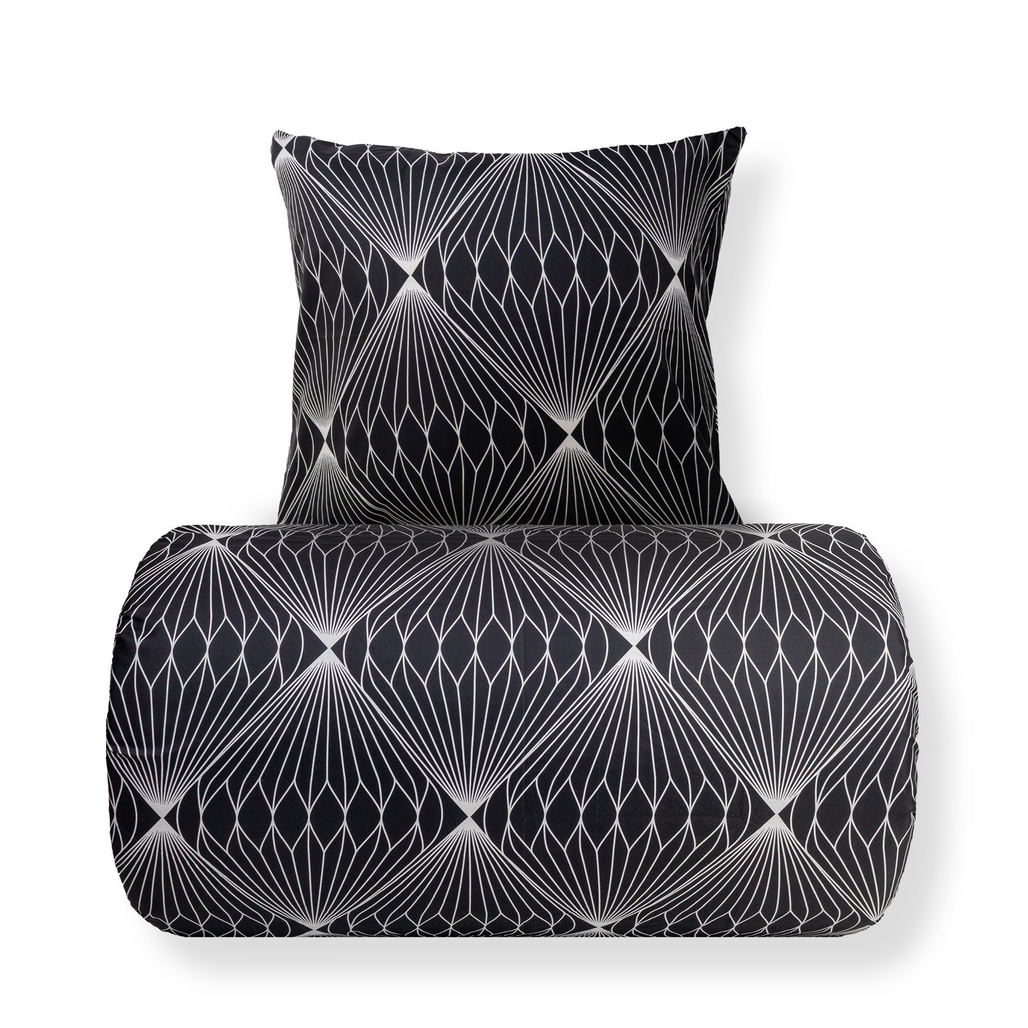 Sengetøj 140x200 cm - Microfiber - Sort diamant print