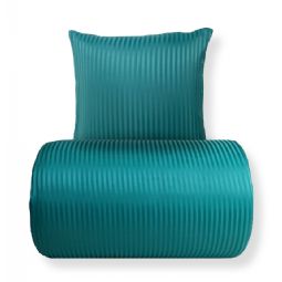 Sengetøj - Microfiber - Ensfarvet med petrol farvet striber