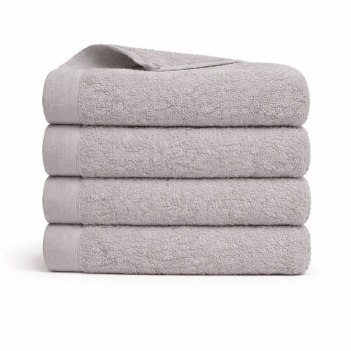 Bomulds håndklæde - 100% bomuld - Badehåndklæde 70x140 cm - Valmue - Lysegrå