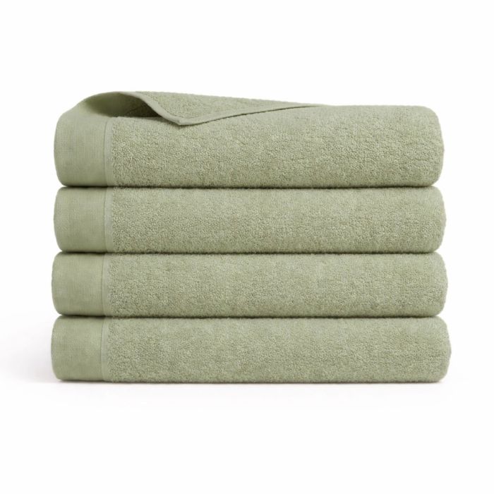 Bomulds håndklæde - 100% bomuld - Badelagen 100x150 cm - Valmue - Lysegrøn