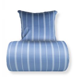 Sengetøj - 100% bomuldssatin - Lana - Blå og lyseblå striber 