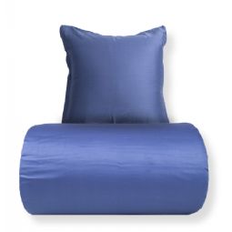 Sengetøj - 100% bomuldssatin - Blå med lyseblå pipingkant