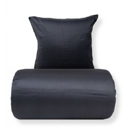 Sengetøj - 100% bomuldssatin - Sort med hvid pipingkant