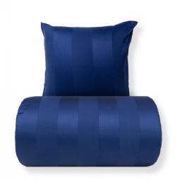 Sengetøj - 100% bomuldssatin - Diana - Blå jacquardvævet striber