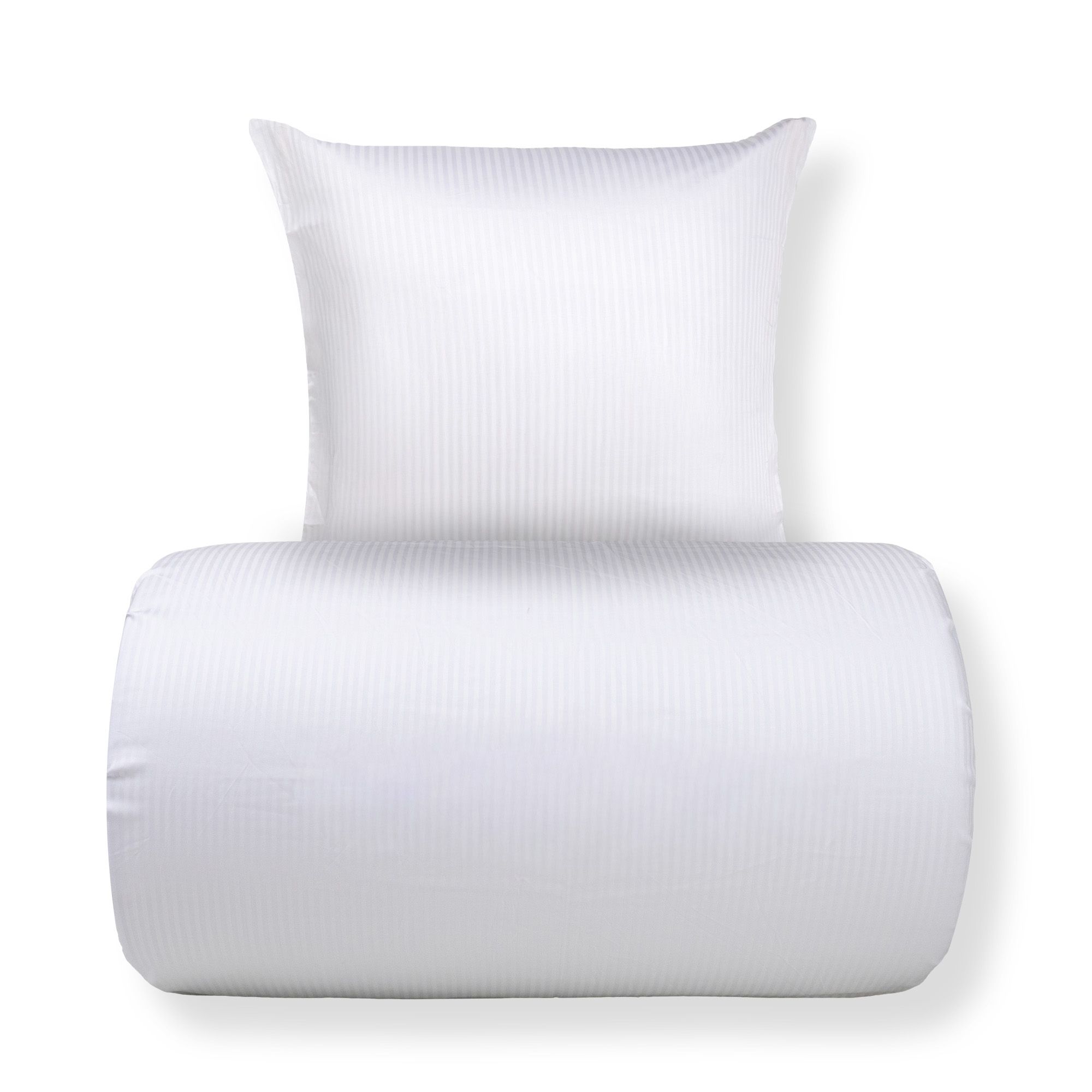 Sengetøj 140x200 cm - Egyptisk bomuld - Hvide jacquardvævede striber