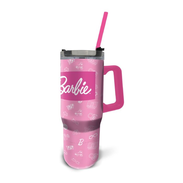 Barbie drikkedunk - XL termoflaske 940 ml - Drikkedunk med sugerør og håndtag - Stor drikkedunk
