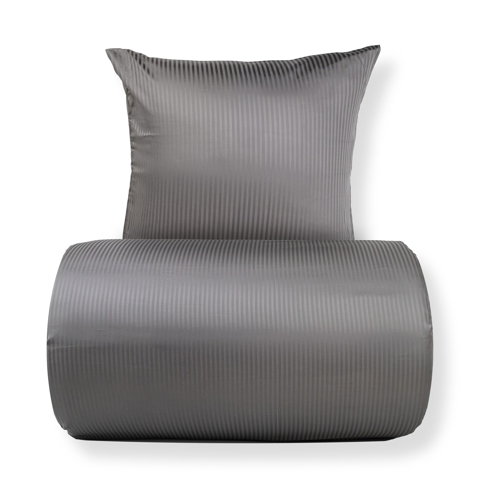 Dobbelt sengetøj 200x220 cm - Egyptisk bomuld - Lysegrå jacquardvævede striber