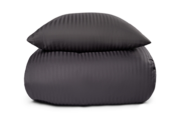 12: Sengetøj i 100% Bomuldssatin - 150x210 cm - Mørkegråt ensfarvet sengesæt - Borg Living sengelinned