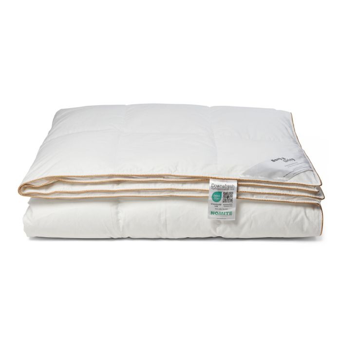King size dyne 240x220 cm - 100% moskusdundyne - NOMITE helårsdyne (allergivenlig) - Ekstra fint bomuldssatin bolster - Borg Living Årsdynen 2025 