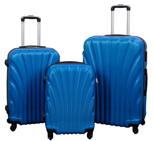 Billede af Kuffertsæt - 3 Stk. Hardcase kufferter - Blå Musling