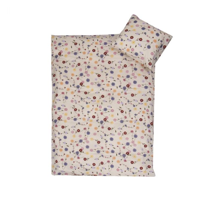 Billede af Juniorsengetøj 100x140cm - OEKO-TEXÂ® Certificeret - Blomster print - 100% bomulds sengesæt