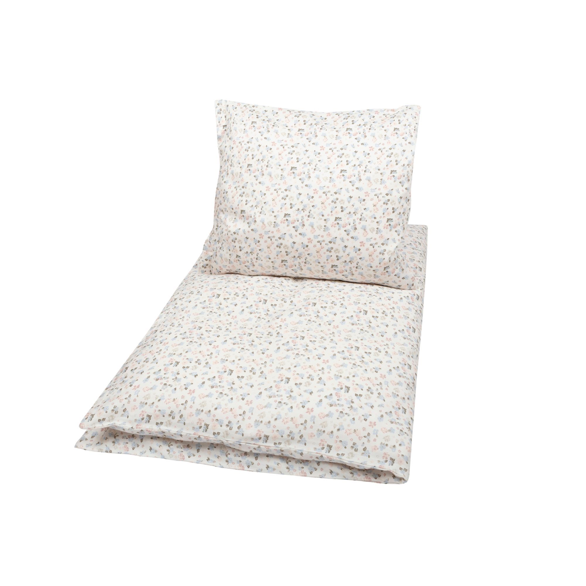 Baby sengetøj 70x100 cm - 100% økologisk bomuld - Blomster - Rosa