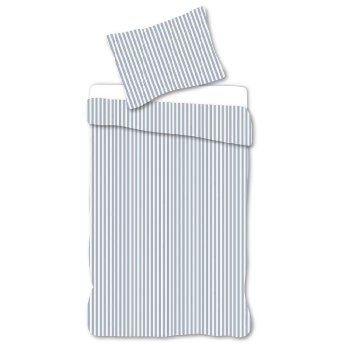 Baby sengetøj 70x100 cm - Sengesæt med hvide og blå striber - 100% blødt bomulds sengelinned