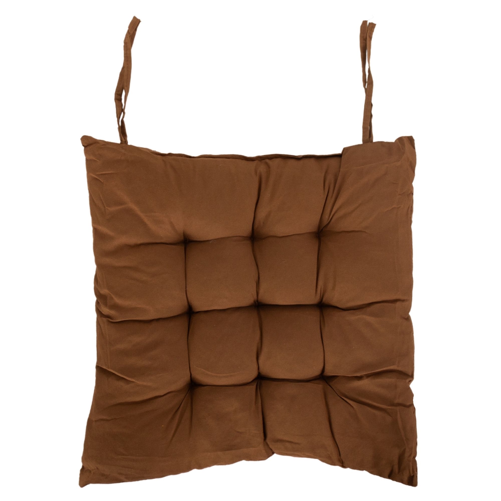 Stolehynde - 35x35x6 cm - Brun ensfarvet havehynde - Blød komfort hynde