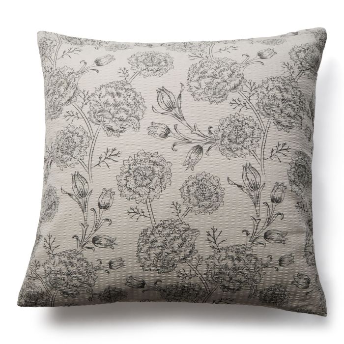 Bæk og Bølge pudebetræk 60x63 cm - Sandfarvet blomstret hovedpudebetræk - 100% bomuld - Krepp pudebetræk - By Night