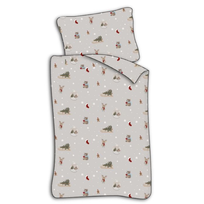 Baby julesengetøj 70x100 cm - Jule sengesæt med juleikoner - Cozy Christmas - 100% blødt bomulds sengelinned