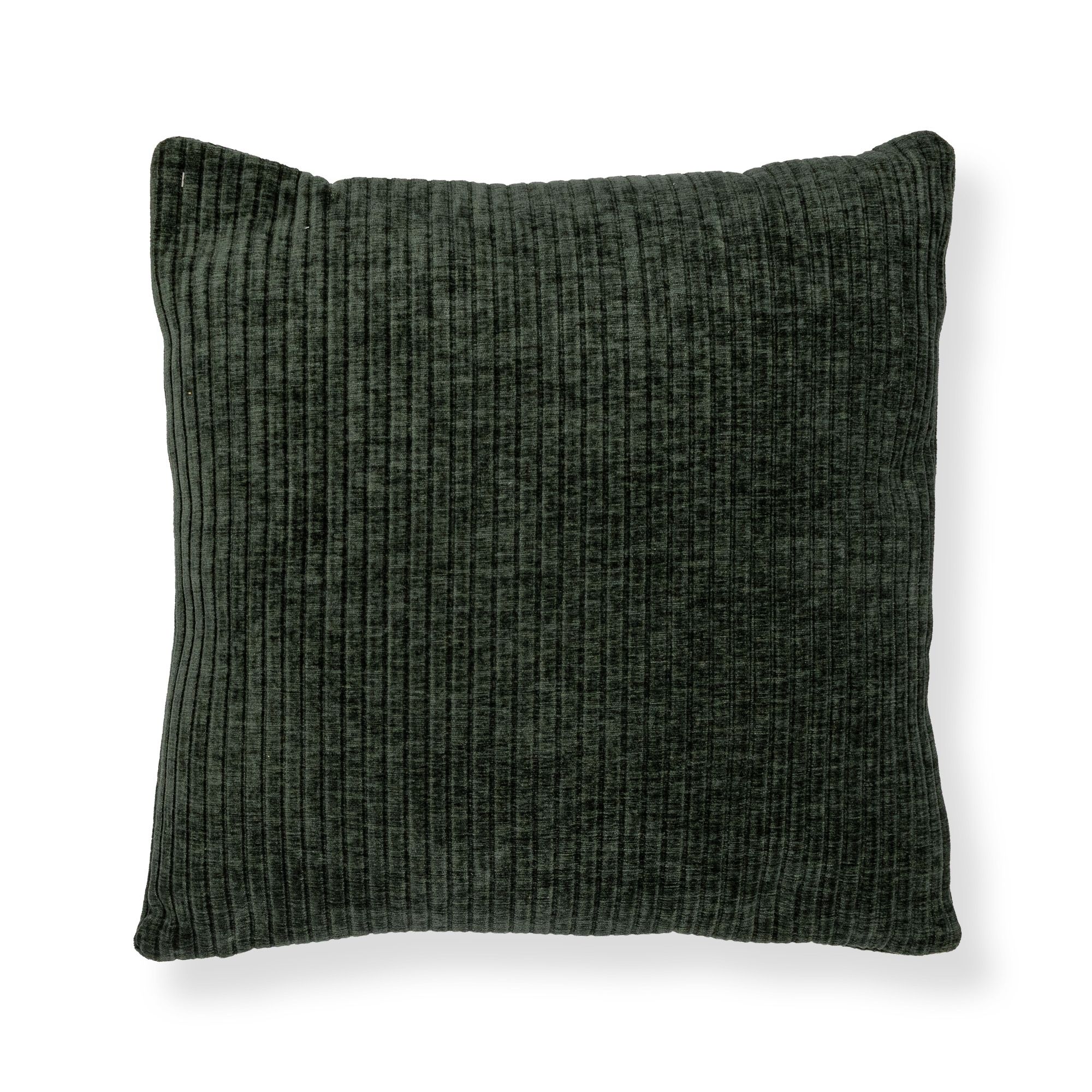 Pyntepude 45x45 cm - Mørkegrøn sofapude med fløjls look - Blød pude til sofaen - Borg Living